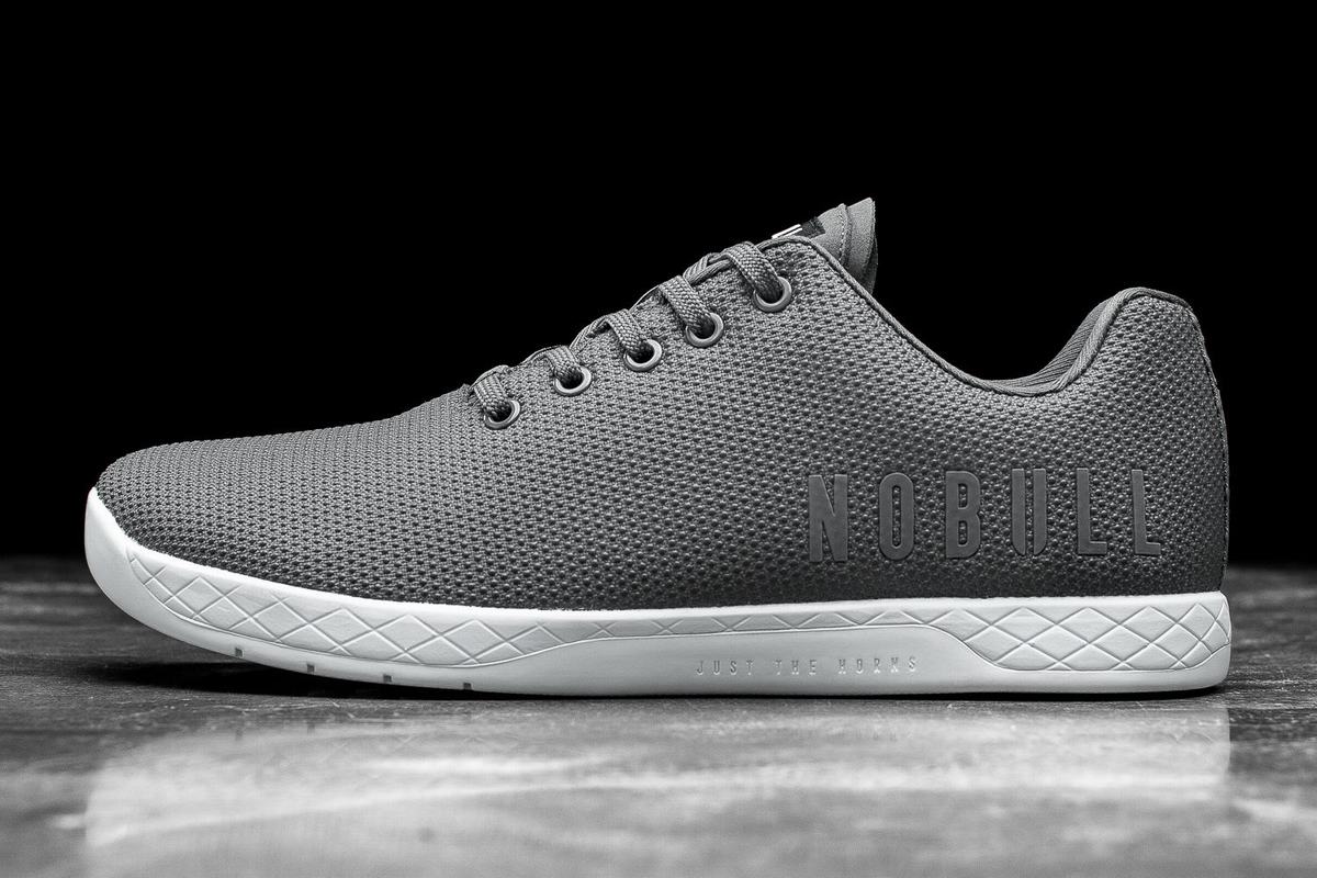Nobull Superfabric Men\'s Trainers Dark Grey White | Australia (MS7586)